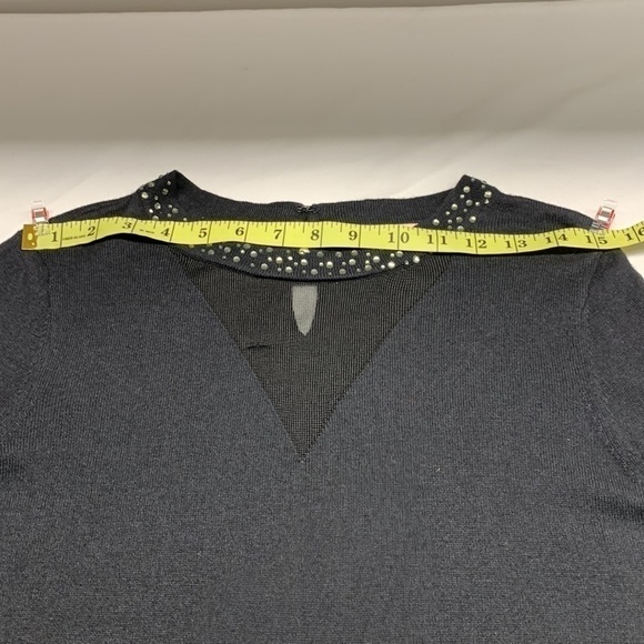 Belle Vere Notte Long Sleeve Bejeweled Crew Neck Wool Blend Dress Black Medium - Picture 9 of 12